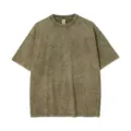 Vintage Washed Oversized Short Sleeve T-Shirt in Olive Green, Casual Crewneck Tee for Men. - Army Green