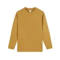 Schweres senfgelbes Langarmshirt in Unifarbe, lässig geschnittenes Oversize Oberteil für Herren. - M / Kurkuma