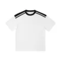 Weißes und schwarzes Oversize Kurzarm T-Shirt mit Schulterstreifen für den Sommer unisex. - S / Weiß