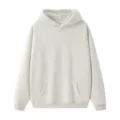 Casual fleece lined hooded sweatshirt for men and women, cozy winter pullover with front pocket. - S / Oatmeal Gray