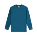 Schweres amerikanisches Drop-Shoulder Langarm-T-Shirt einfarbiges loses Freizeit-Oberteil - M / Dunkelblau