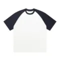 Herren Colorblock Raglan Kurzarm T-Shirt Lässige lose Passform Rundhalsausschnitt Top Streetwear - S / Weiß und Marineblau