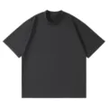 Solid color loose fit dropped shoulder short sleeve t-shirt in dark gray for casual wear - S / Dark Gray