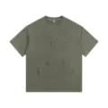 Herren Vintage gewaschenes Destroyed Kurzarm T-Shirt, lässiges Oversize Sommer Oberteil. - S / Oberteile / Armeegrünes Top