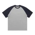 Herren Farbblock Raglan Kurzarm T-Shirt, lässiges loses Sommer Basic Oberteil Shirt - S / Grau und Navyblau