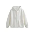 Klassischer schwerer weißer Kapuzenpullover mit Reißverschluss für Herren und Damen. - S / Oberteile / Weiß