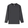 Pesante t-shirt a manica lunga streetwear americana in tinta unita casual moda - Grigio scuro