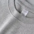 T-shirt à manches courtes en pur coton lourd col ras du cou vêtement basique uni - S / Gris