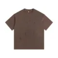 Men Vintage Distressed Brown T-Shirt Oversized Casual Short Sleeve Tee Shirt Top - Coffee Top