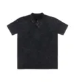 Vintage washed short sleeve polo shirt, relaxed fit black streetwear tee detail view. - S / Tops / Washed Black Top