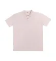 Detailaufnahme des gewaschenen schweren kurzarmigen Polohemdes Kragen und Knoepfe. - S / Khaki