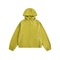 Olivgrüne Waffelstrick Kapuzenjacke mit Reißverschluss für Damen und Herren, stylisch. - S / Oberteile / Senfgrün