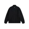 Herren schwarzer Zopfmuster Reißverschluss Pullover casual einfarbig warme Strickjacke - S / Schwarz