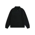 Hombre negro cuello solapa jersey punto trenzado otoño invierno casual superior - S / Negro