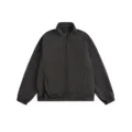 Dunkelgraue karierte Stehkragen Reissverschluss Windbreaker Jacke Freizeit Oberbekleidung - S / Kaffeebraun