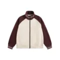 Retro Farbblock Stehkragen Reißverschluss Jacke Damen Herbst Winter Freizeit Sport Oberbekleidung - S / Oberteile / Burgunderrot