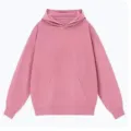 Rosa einfarbiger Fleece-Kapuzenpullover, lässiger, lockerer Langarm-Sweatshirt-Oberteil. - S / Ancorra Rot