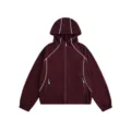 Burgunderrote Waffelstrick Kapuzenjacke mit Reißverschluss Unisex Streetwear Oberteil. - S / Oberteile / Burgunderrot