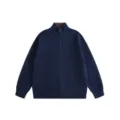 Herren Stehkragen Waffelstrick Reißverschluss Pullover in Marineblau, vielseitiges Oberteil. - S / Oberteile / Marineblau