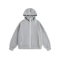 Grauer Kapuzenpullover mit durchgehendem Reißverschluss, lässiger lockerer Hoodie. - S / Hellgrau