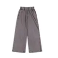 Vintage gewaschene gerade lässige Jogginghose für Damen und Herren mit Kordelzug. - S / Waschgrau