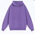 Sweat-shirt à capuche uni en bouclette, pull ample et décontracté de couleur violette. - Violet