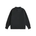 Dunkelgrauer Herren Henkelkragen Strickpullover Herbst Winter Einfarbig Langarm Pullover - S / Dunkelgrau
