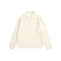 Jersey polo vintage de punto trenzado para hombre, top casual blanco roto otoño invierno. - Albaricoque