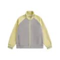 Retro colorblock zip-up stand collar jacket casual streetwear trendy outerwear for autumn - Yellow