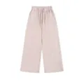 Vintage washed straight leg sweatpants with elastic drawstring waist for casual wear. - Apricot