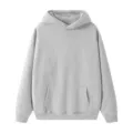 Men's heavy fleece grey hooded sweatshirt, casual loose fit winter warm pullover top. - S / Mixed Grey
