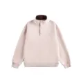 Felpa rosa collo alto mezza pressione pullover casual manica lunga uomo donna moda - Rosa Antico