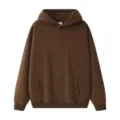 Sweat-shirt à capuche en polaire marron uni pour homme, haut oversize décontracté et confortable. - Marron