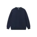 Sudadera de cuello redondo en color liso, diseño cómodo y holgado para uso diario. - Azul marino