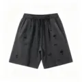 Verwitterte graue Jogging-Shorts für Herren, lässige Vintage gewaschene Loose-Fit-Bermuda. - S / Schwarz