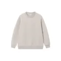Sudadera clásica de color sólido con cuello redondo, parte superior casual cómoda. - Albaricoque Claro