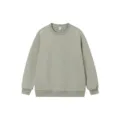 Sudadera lisa con cuello redondo, jersey informal de manga larga holgado para diario - Verde Grisáceo