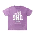 Vintage purple oversized short sleeve t-shirt for men, casual retro American graphic tee. - Purple