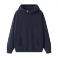 Sweat-shirt à capuche épais en molleton bleu marine foncé, style streetwear oversize d'hiver. - Bleu marine