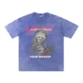Vintage Waschung Oversized Kurzarm Grafik T-Shirt für Herren Streetwear Freizeit-Top - S / Saphirblau