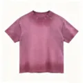 Klassisch gewaschenes Kurzarm-T-Shirt für Herren, bequemes Acid-Wash-Streetwear-Top. - XL / Himbeerrosa