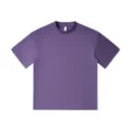 Purple solid short-sleeve crew neck T-shirt, casual ice cotton basic summer men top - Purple