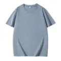 Estate T-Shirt Manica Corta Uomo Oversize Tinta Unita Cotone Top Variante Azzurro - Blu nebbia / Taglia S