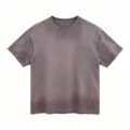 Men vintage washed oversized short sleeve t-shirt summer casual crewneck tee top - Grey Purple