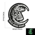 Delta Moon Goons tactical morale patch, embroidered skull hook and loop badge for outdoor apparel bags. - Luminous White Crescent Moon Skull / White Luminous
