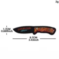 Detailed view of the embroidered knife patch featuring Into the Wild text and exact dimensions. - Outdoor Camping Series (Knife)