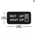 Embroidered tactical morale patch with hook and loop fastener, text design style. - Black and White