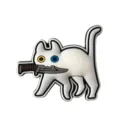 Leuke witte kat met mes PVC patch grappige tactische morele badge rugzak schoen accessoire - Wit