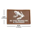 Detailed view of the embroidered skeleton frog morale patch with clear dimension markings. - Skull Frog (V01989-2) / Brown
