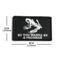Detailed view of skull frog skeleton embroidered tactical patch morale badge for backpack - Skull Frog (V01989-1) / Black